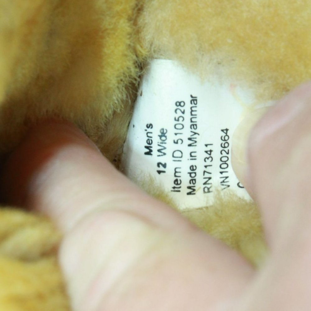 LL Bean Brown Suede Wicked Good Shearling Lined Slipper Ankle Boots Size 12 Wide - Picture 8 of 9